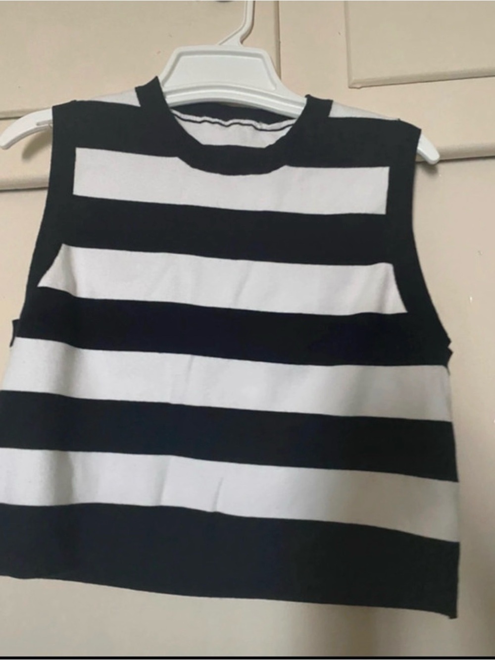Classic Black & White Striped Tank Top (not short)
